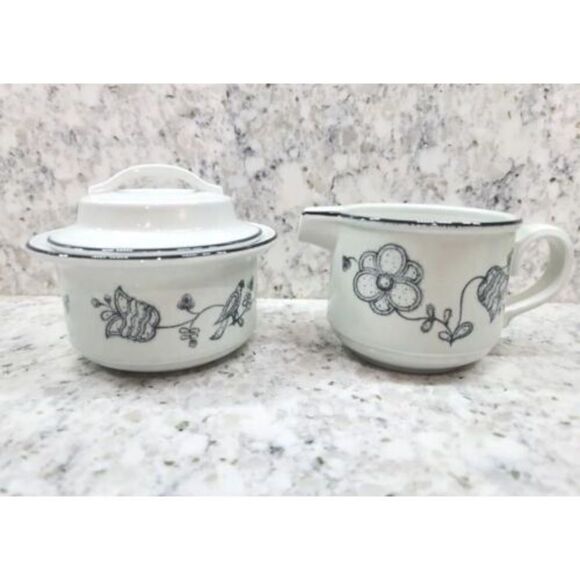 Noritake Versatone II Bristol CREAM/SUGAR BOWL & Lid SET Japan‎ Vtg IMPERFECT! - Picture 1 of 9